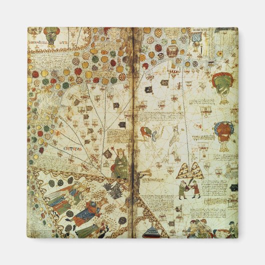 カタロニアの世界地図からの詳細 マグネット (正面)