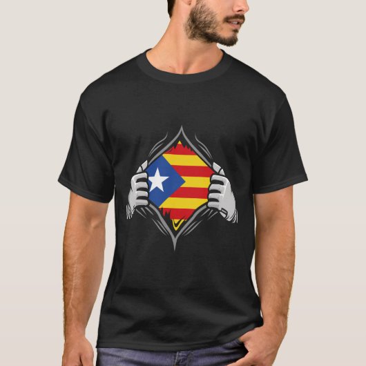 カタロニアの両手引き裂き明け旗 Tシャツ (正面)
