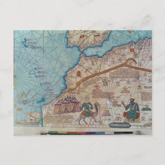 カタロニアの地図書からの詳細、1375年 ポストカード (正面)