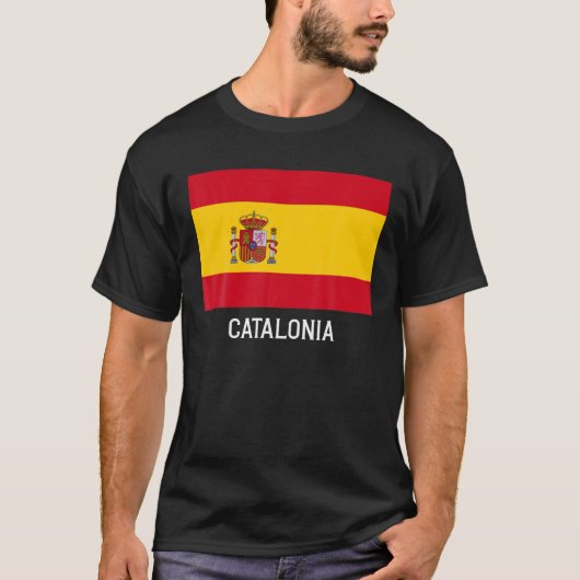 カタロニアスペイン国旗のエンブレムエスクードバンデラクレスト Tシャツ (正面)