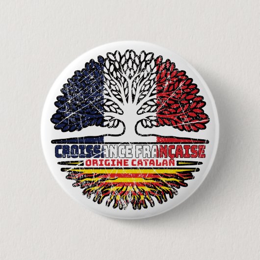 カタロニアフランスのカタロニア国旗 缶バッジ (正面)