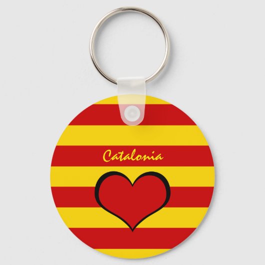 カタロニア国旗とカタロニアハート、旅行/ラ・セニエラ キーホルダー (正面)