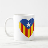 カタロニア国旗のハート コーヒーマグカップ (左)