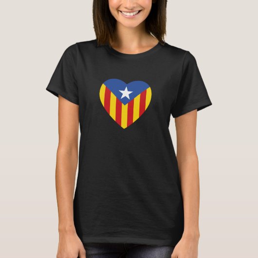 カタロニア国旗のハート Tシャツ (正面)