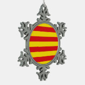 カタロニア国旗を持つピュータースノーフレークオーナメント スノーフレークピューターオーナメント (左)