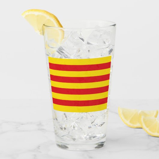 カタロニア国旗を持つ愛国的なガラスのカップ,スペイン タンブラーグラス (アイス正面)