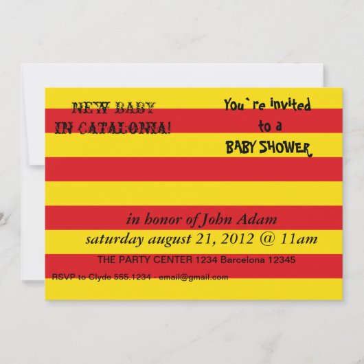 カタロニア国旗を掲げたベビーシャワー招待状 招待状 (正面)