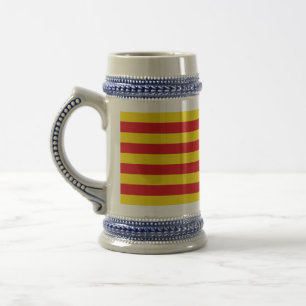 カタロニア国旗を掲げたマグカップ ビールジョッキ