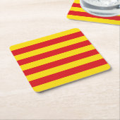 カタロニア国旗（カタロニア） スクエアペーパーコースター (アングル)