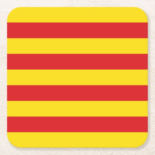 カタロニア国旗（カタロニア） スクエアペーパーコースター (正面)
