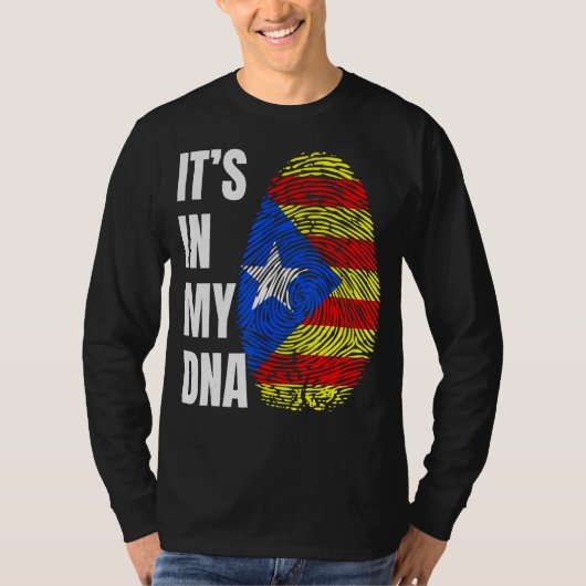 カタロニア指紋DNA生体計測国旗Estelada B Tシャツ (正面)