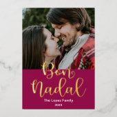 カタロニア語でクリスマスを祝エレガントう。 箔シーズンカード (正面)