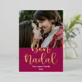 カタロニア語でクリスマスを祝エレガントう。 箔シーズンカード (立ち正面)