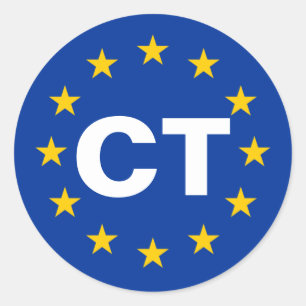カタロニア「CT」ヨーロッパ国旗 ラウンドシール