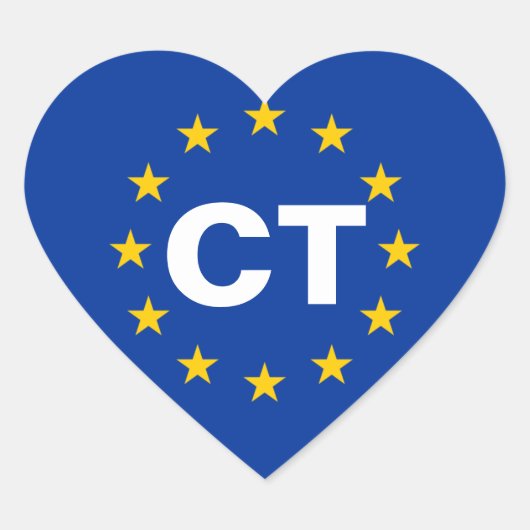 カタロニア「CT」欧州連合(EU)国旗 ハートシール (正面)