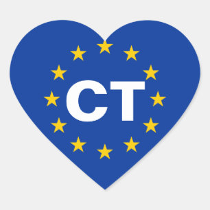 カタロニア「CT」欧州連合(EU)国旗 ハートシール