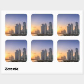 カタールのドーハの街の夕日 スクエアシール (シート)