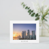 カタールのドーハの街の夕日 ポストカード (スタンド正面)