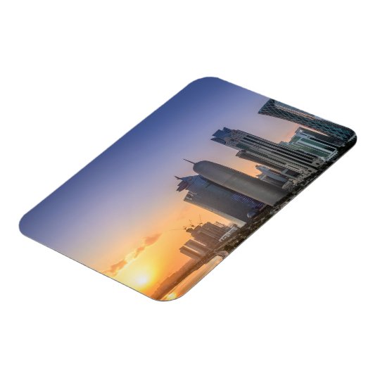 カタールのドーハの街の夕日 マグネット (左側)