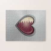 カタールのハートの旗のステンレス鋼の効果 ジグソーパズル (横)