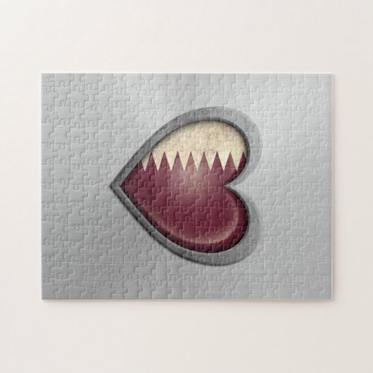 カタールのハートの旗のステンレス鋼の効果 ジグソーパズル (横)