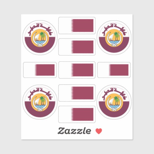 カタールの国のシンボル/エンブレムと国旗 シール (シート)