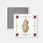 カタールの地図+フラッグマグネット マグネット (正面/裏面)