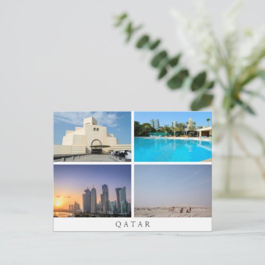 カタールはがき内の4つの風景のコラージュ ポストカード (スタンド正面)