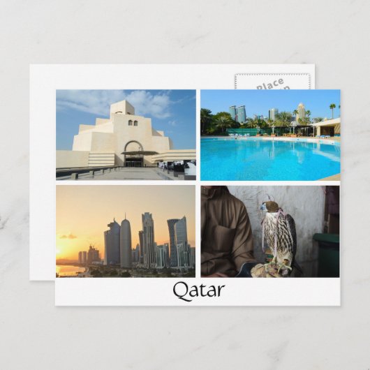 カタールはがき4枚のコラージュ ポストカード (正面/裏面)