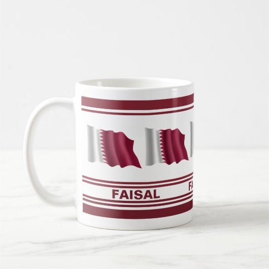 カタールパーソナライズされた愛国国旗 コーヒーマグカップ (左)