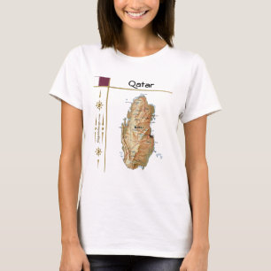 カタールマップ+フラグ+タイトルTシャツ Tシャツ