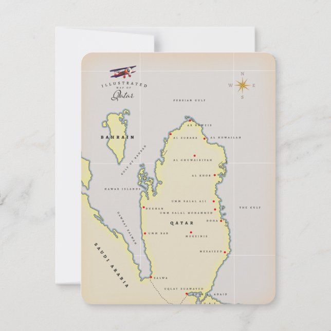 カタール図解入りの、写真付きのの地図 (裏面)