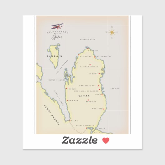 カタール図解入りの、写真付きのの地図 シール (シート)