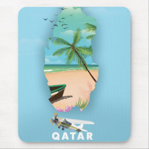 カタール図解入りの、写真付きの旅行ポスタープリント マウスパッド