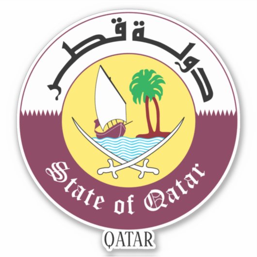 カタール国の国章の愛国心 シール (正面)