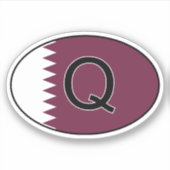 カタール国コード楕円ステッカー（フラッグ – パーフェクト付） シール (正面)