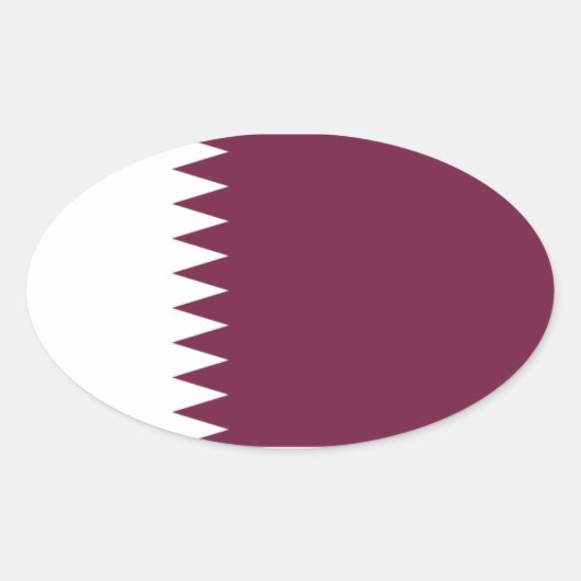 カタール国旗のオーバルステッカー 楕円形シール (正面)