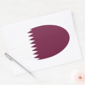 カタール国旗のオーバルステッカー 楕円形シール (封筒)