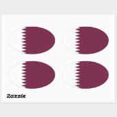 カタール国旗のオーバルステッカー 楕円形シール (シート)