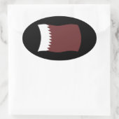 カタール国旗のシール 楕円形シール (バッグ)