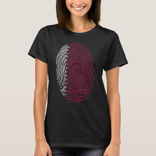 カタール国旗の指紋 Tシャツ (正面)
