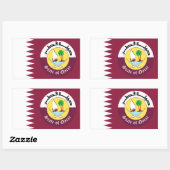 カタール国旗&エンブレム、カタール国旗 長方形シール (シート)