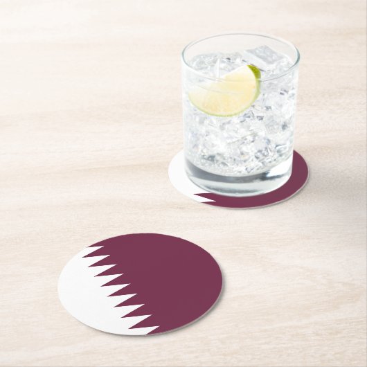 カタール国旗 ラウンドペーパーコースター (インサイチュ)