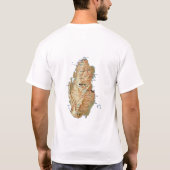 カタール国旗+地図+テキストTシャツ Tシャツ (裏面)