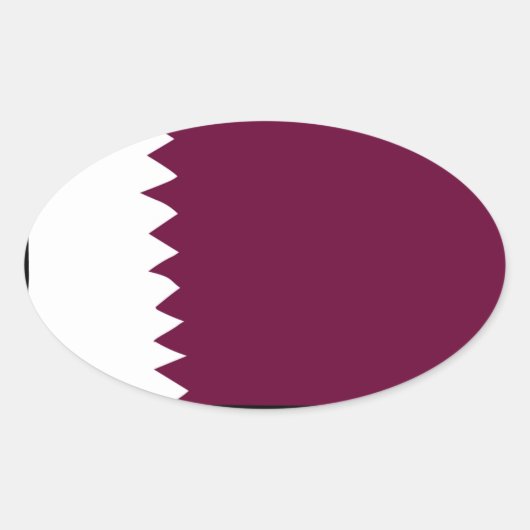 カタール国旗 楕円形シール (正面)