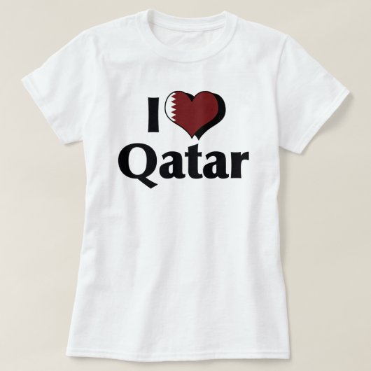 カタール国旗Tシャツ大好き Tシャツ (デザイン正面)