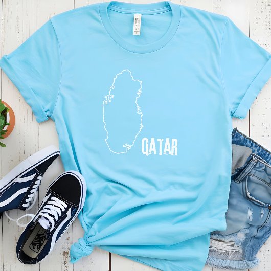 カタール国縁ど地図ラインカタールランド境界 Tシャツ