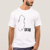 カタール国縁ど地図ラインカタールランド境界 Tシャツ (正面)