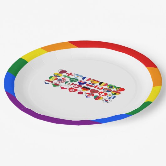 カタール大会2022カントリーフラグLGBTQ 縁ど ペーパープレート (アングル)