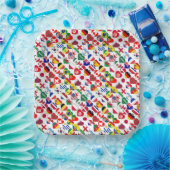 カタール大会2022 32ハート国旗 ペーパープレート (パーティー)